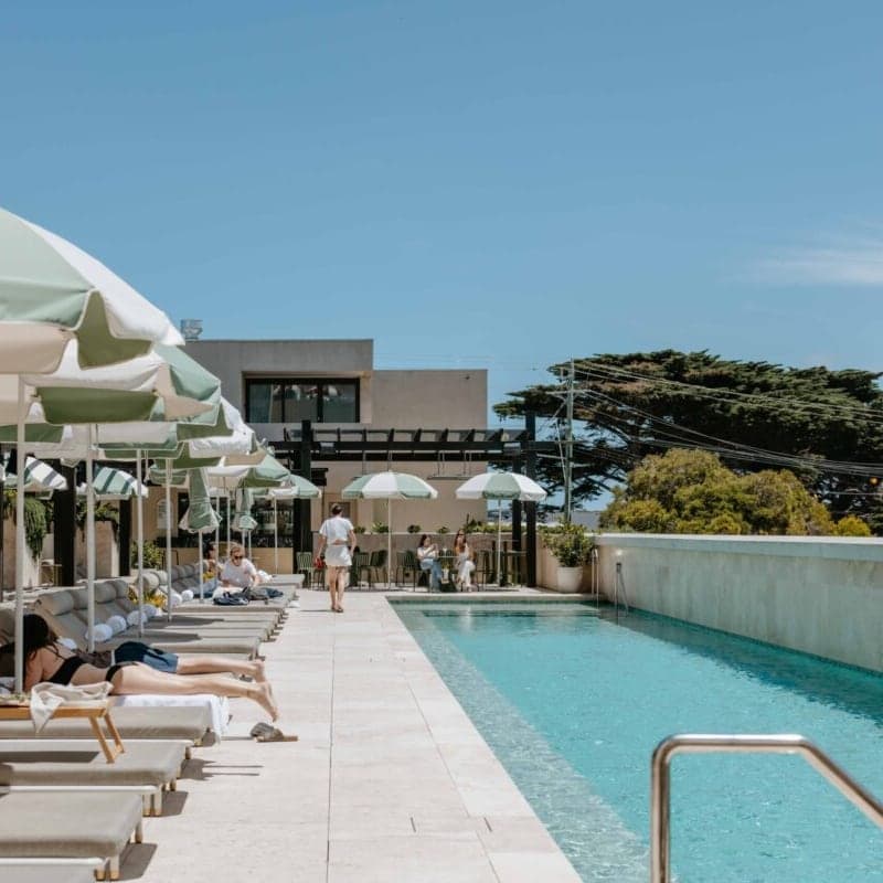 The pool deck at Hotel Sorrento